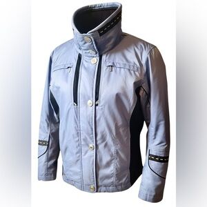 Spyder Women’s Ski Jacket Size 8 Blue Black Insulated Snap Zip Snow Coat